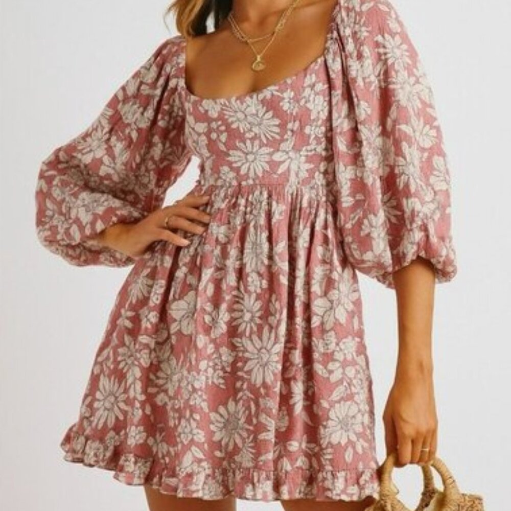 Bubble Sleeve Pink Floral By Together Dresss